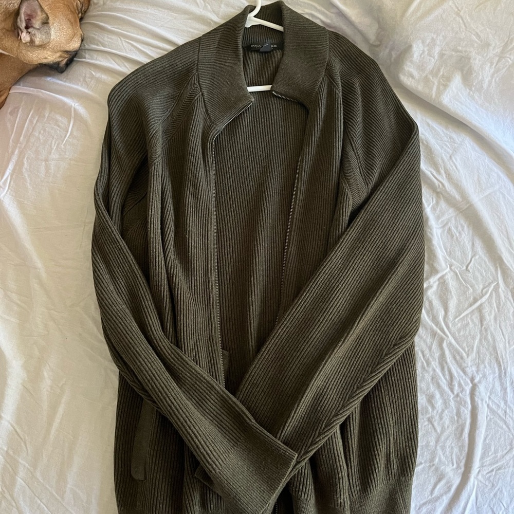 Old Banana Republic Dark Grey Zip Up Cotton with Pockets XL
